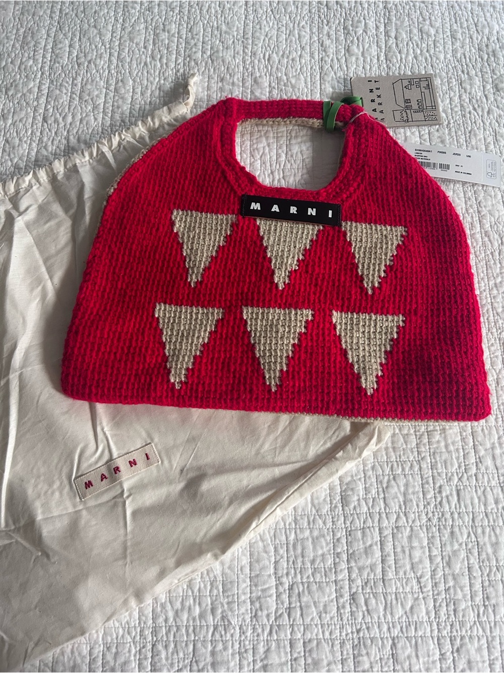 Marni Red and Cream Crochet Crossbody Bag - Picture 9 of 14